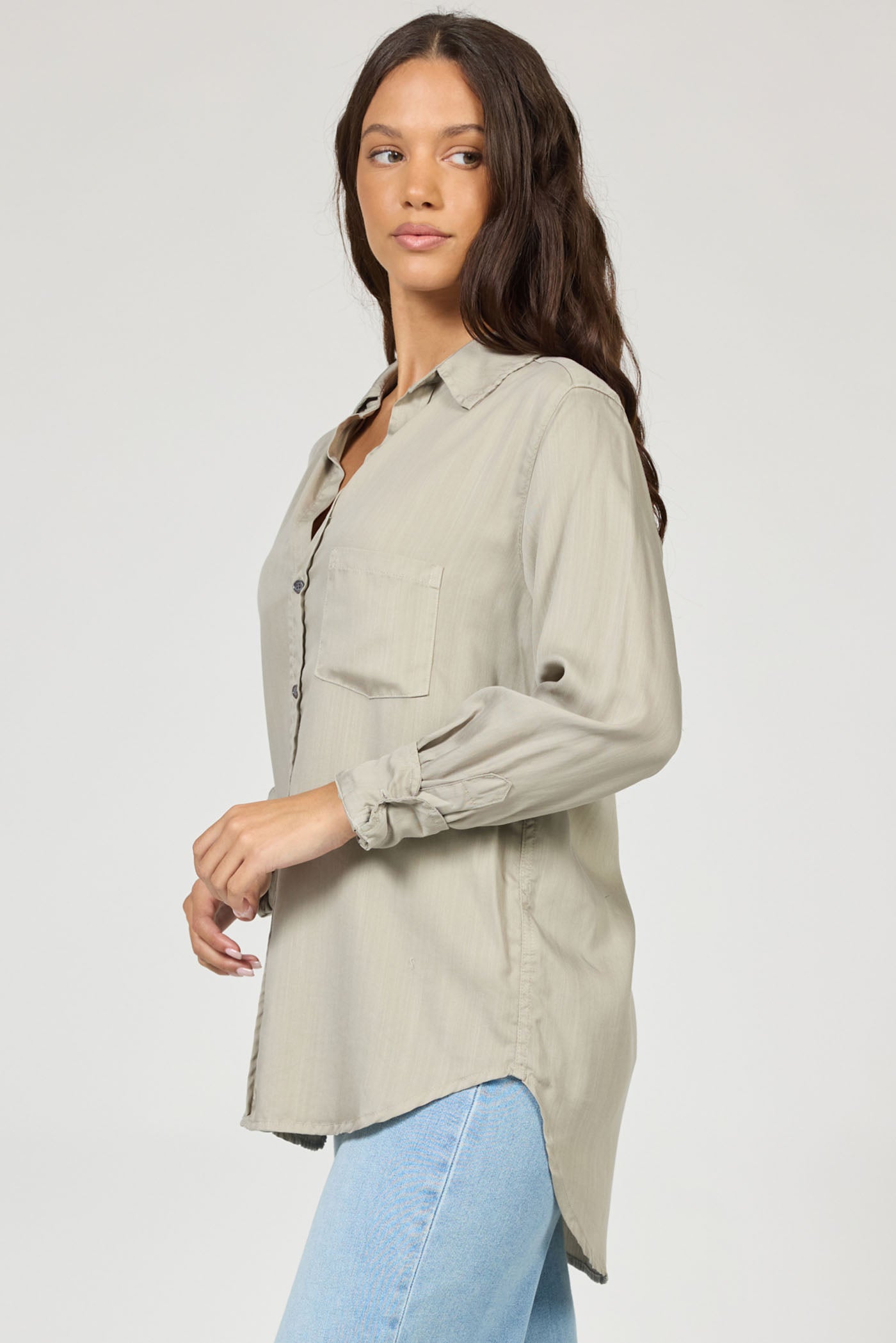 Dear John Galina Tencel Shirt in Abbey Stone