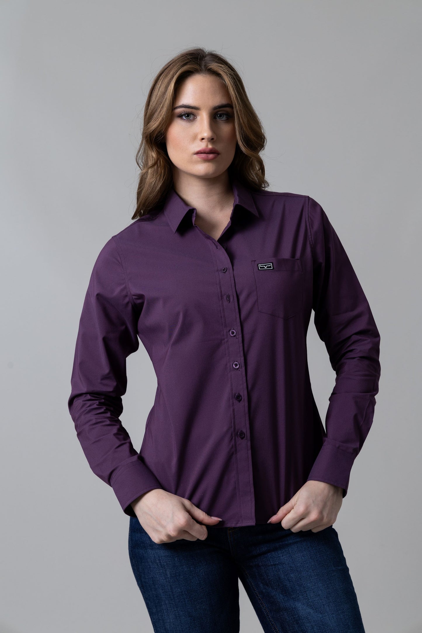 Kimes Ranch Ladies Linville Plum Long Sleeve Shirt