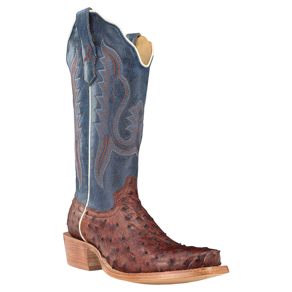 R. Watson Brass Full Quill Ostrich 13" Rhino Loco Midnight Boot
