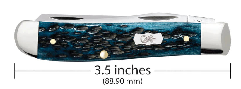 Case Pocket Worn Peach Seed Jig Mediterranean Blue Bone Mini Trapper