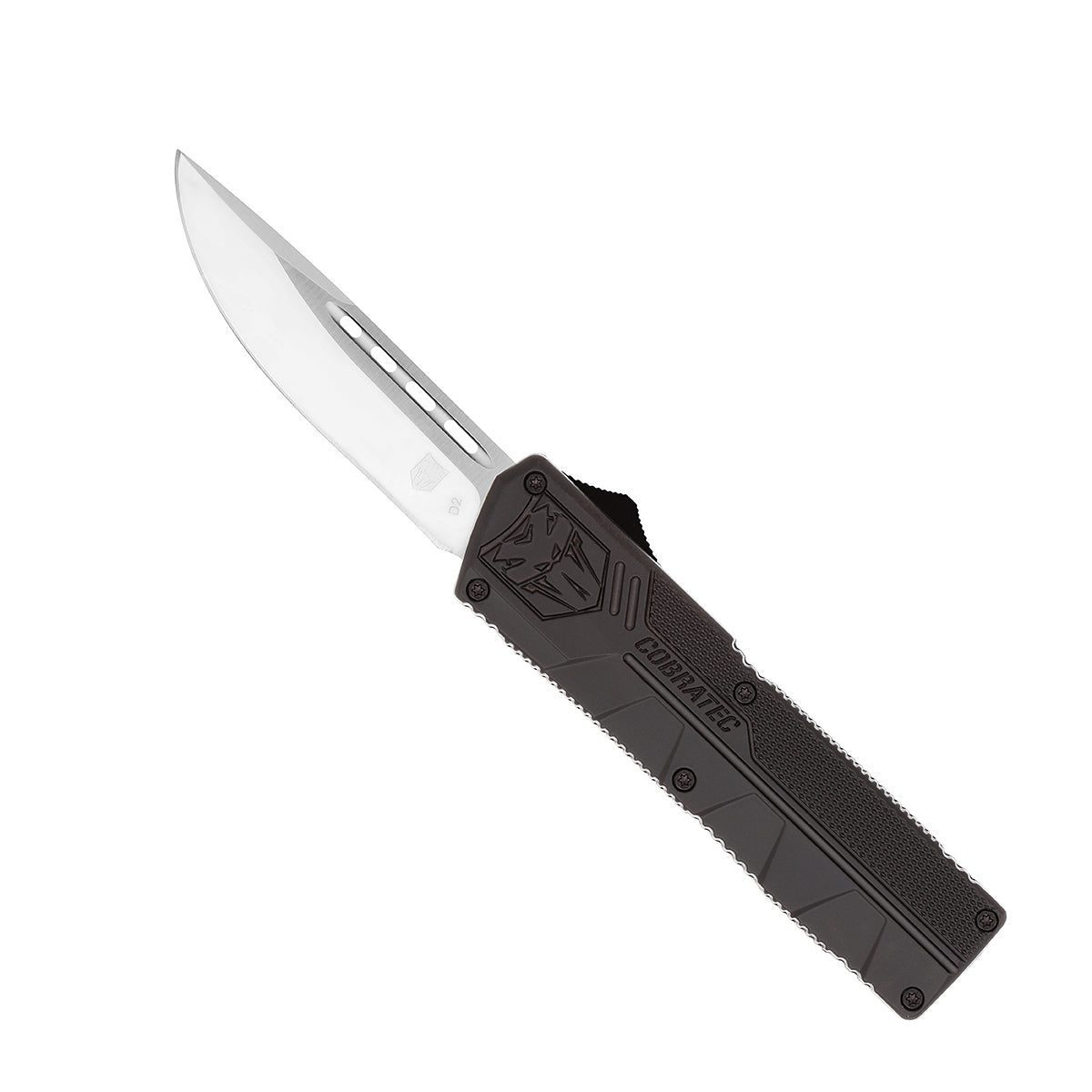 CobraTec Lightweight Black OTF Knife- Tanto Not Serrated