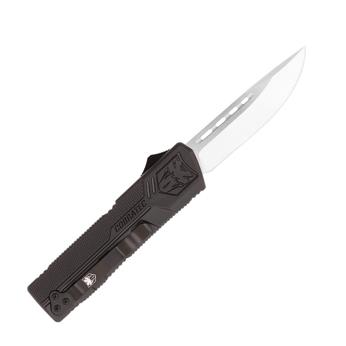 CobraTec Lightweight Black OTF Knife - Drop Not Serrated