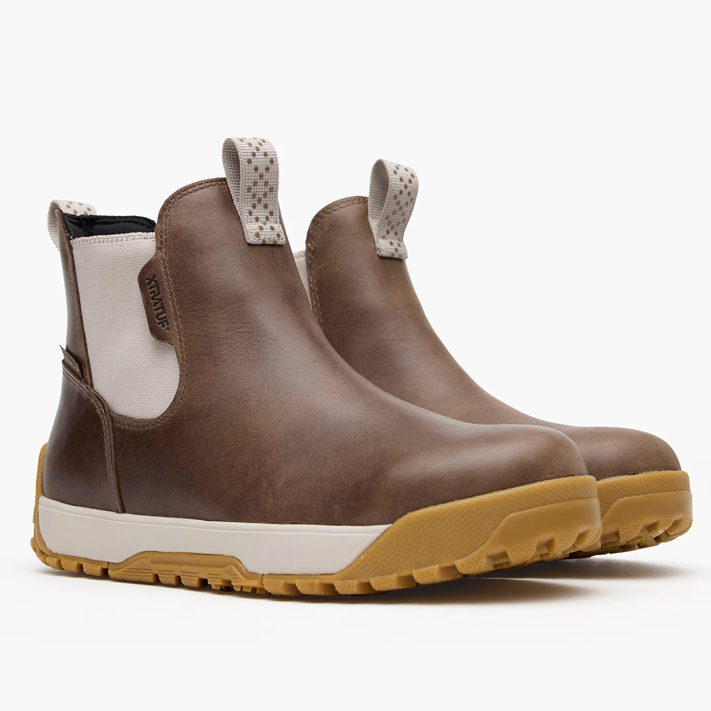 XTRATUF Women's Leather Ankle Deck Boot in Fossil in Fossil/Stone