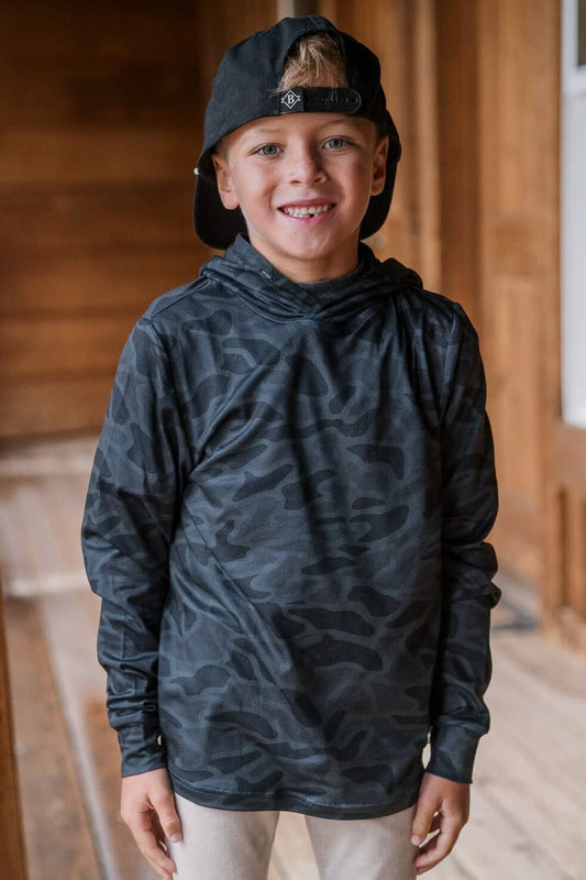 Burlebo Youth Performance Hoodie in Black Camo