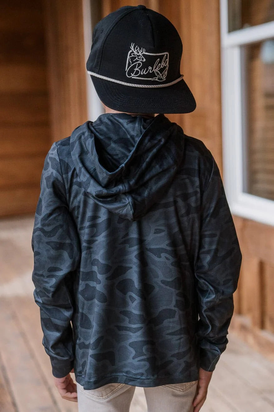 Burlebo Youth Performance Hoodie in Black Camo