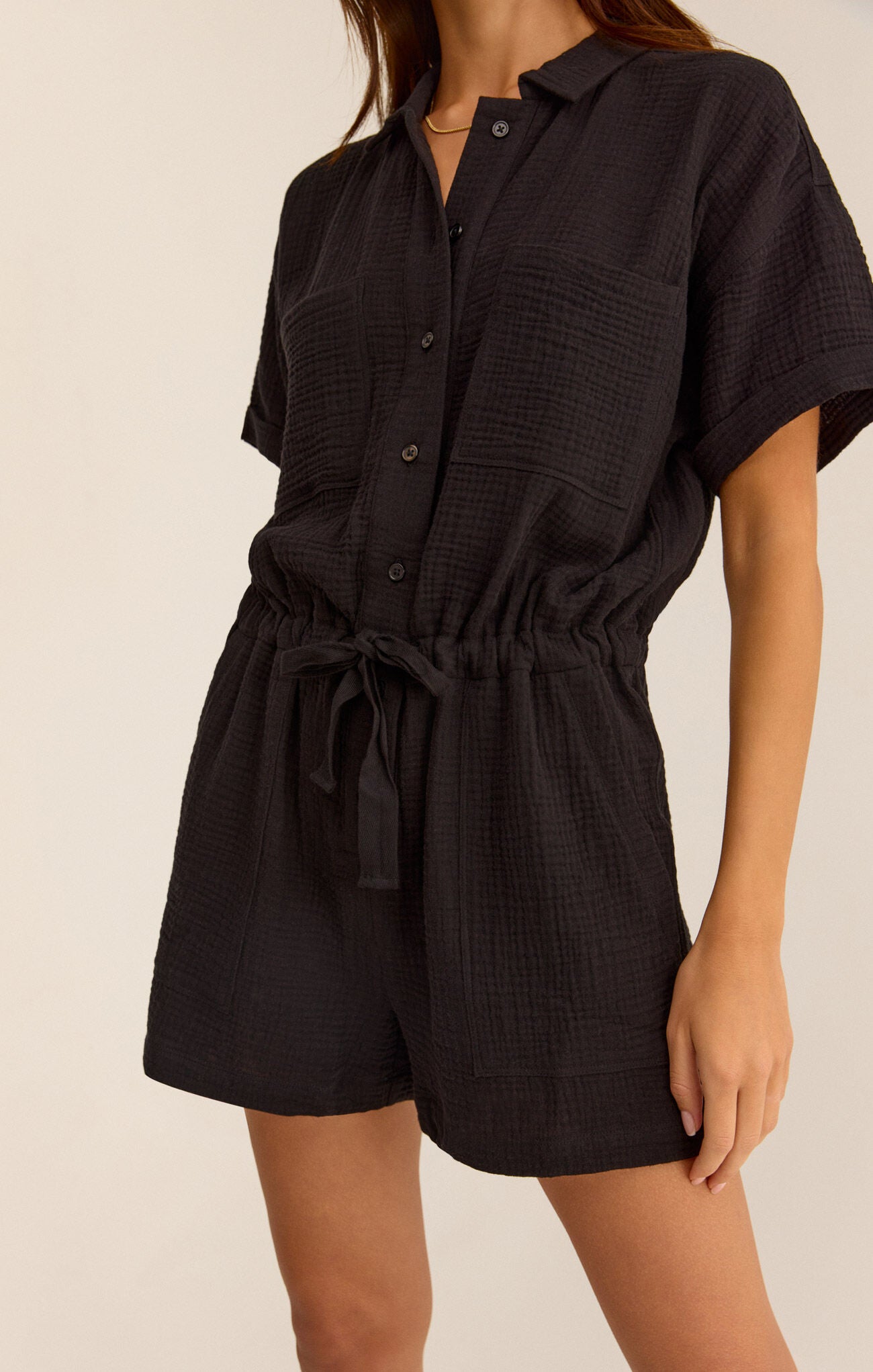 Z Supply Lookout Gauze Black Romper