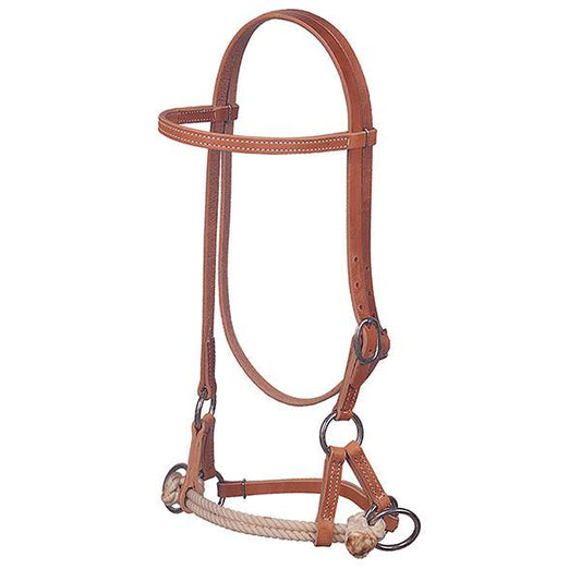 Harness Leather Side Pull, Double Rope