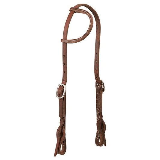 Working Tack Quick Change Single-Ply Headstall, Leather Tab Ends