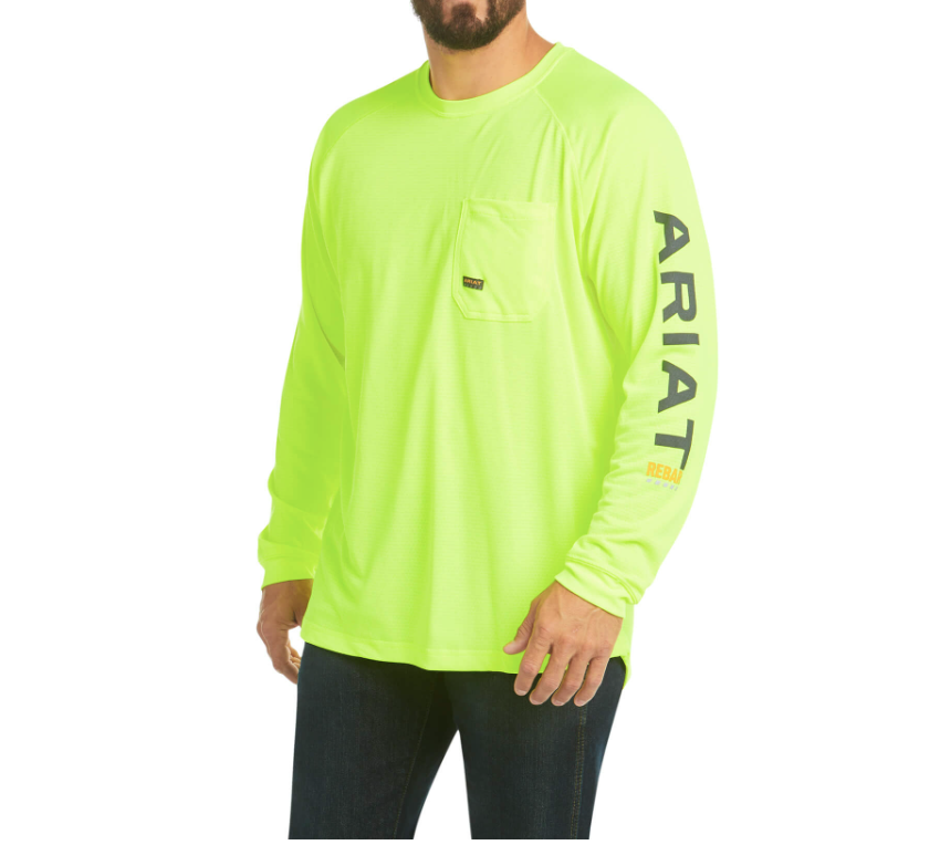 Ariat Rebar Heat Fighter Long Sleeve Shirt Neon Lime XLT