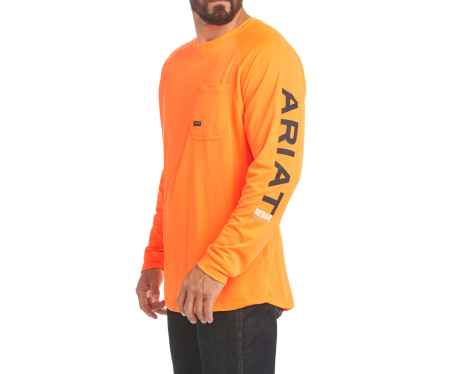 Ariat Rebar Heat Fighter Long Sleeve Shirt Neon Orange L