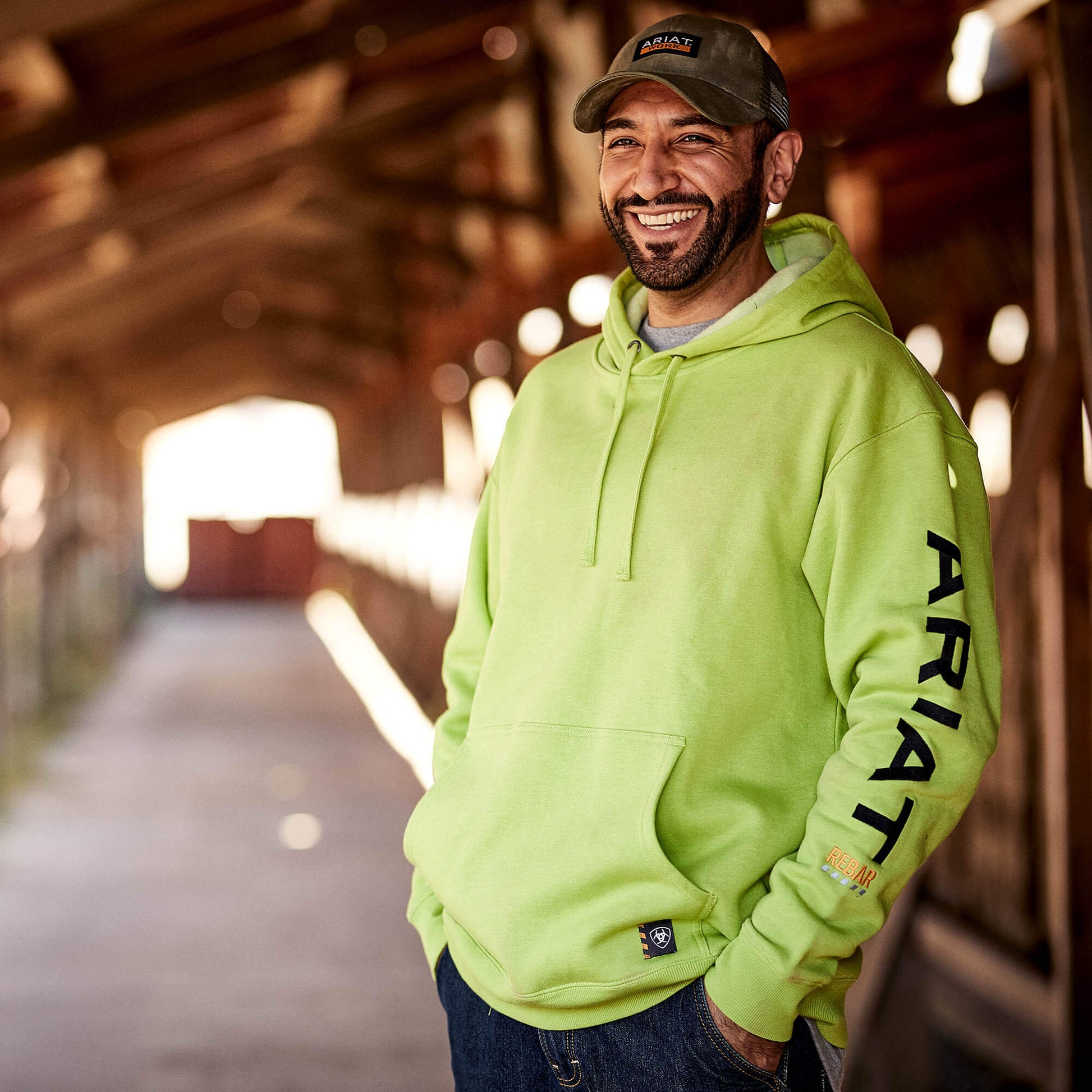 Ariat Rebar Hoodie Lime/Heather Black