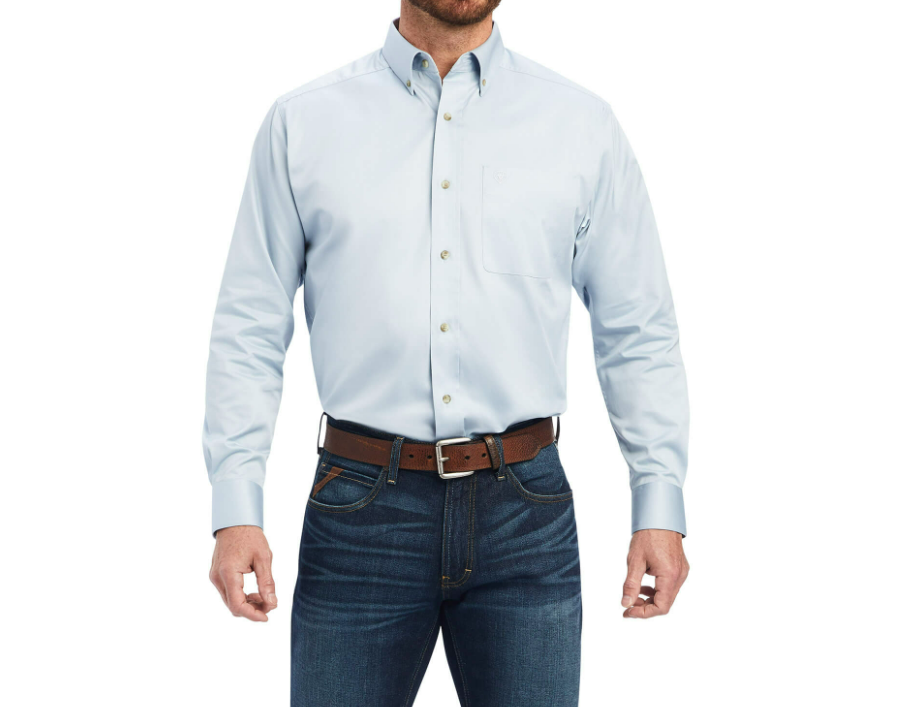Ariat Mens Solid Twill Cashmere Blue Shirt