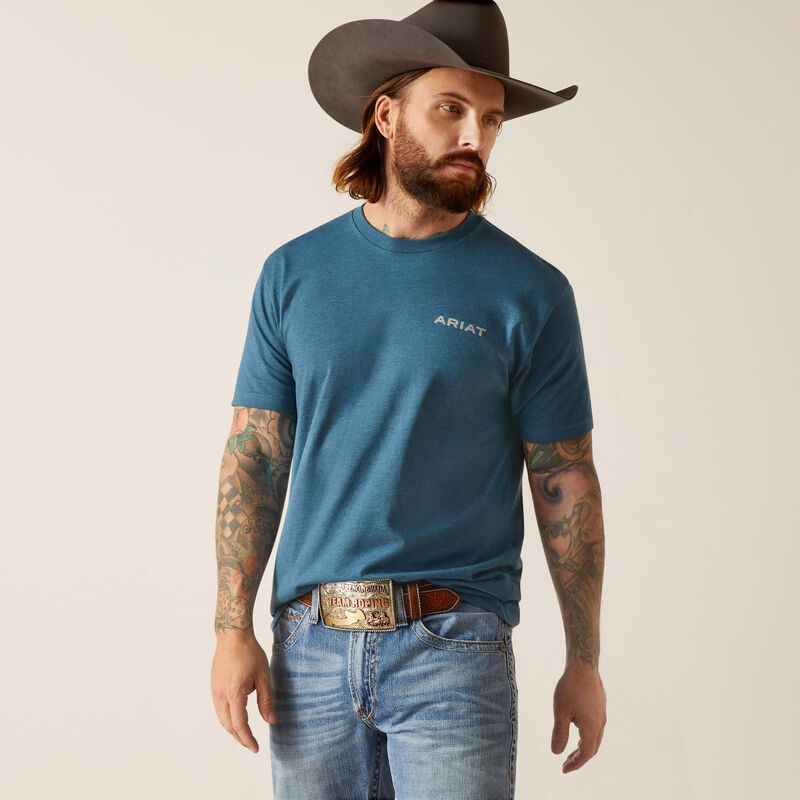 Arait Western Wire T-Shirt in Steel Blue Heather