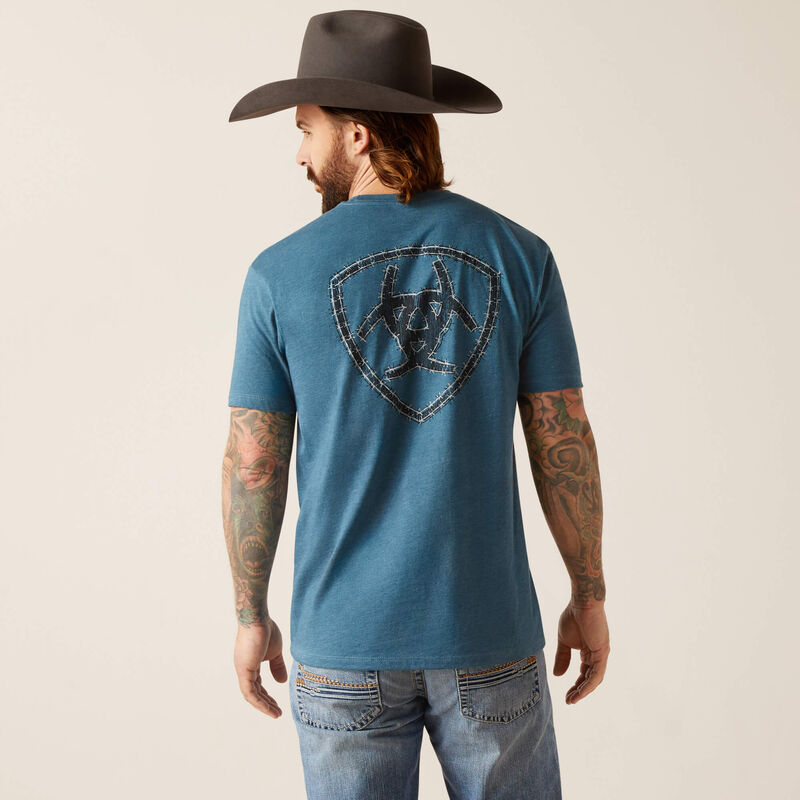 Arait Western Wire T-Shirt in Steel Blue Heather