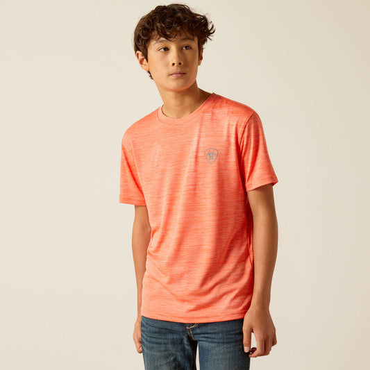 Ariat Boy's Charger SW Shield T-Shirt in Hot Coral