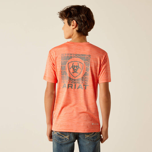 Ariat Boy's Charger SW Shield T-Shirt in Hot Coral