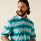 Ariat Men's All Over Peacock Blue Print Polo