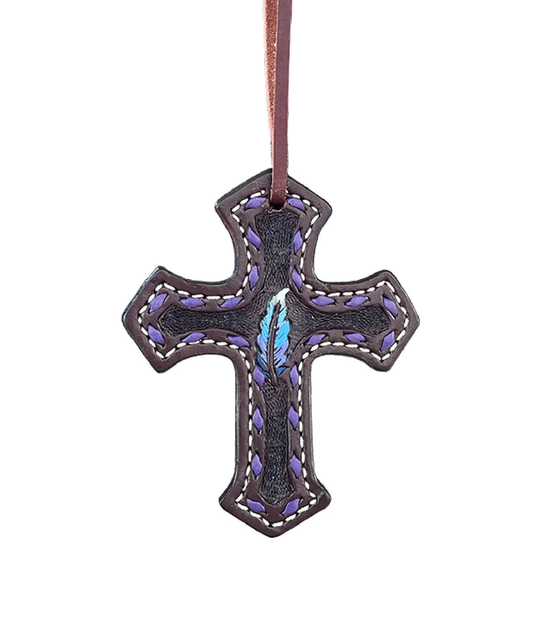 Alamo Saddlery Purple Feather Leather Cross
