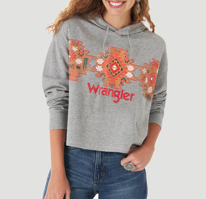 Wrangler Womens Retro Southwestern Cropped Pullover Hoodie MD
