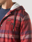 Wrangler Men's Sherpa Lined Flannel Hooded Shirt Jacket in Garnet