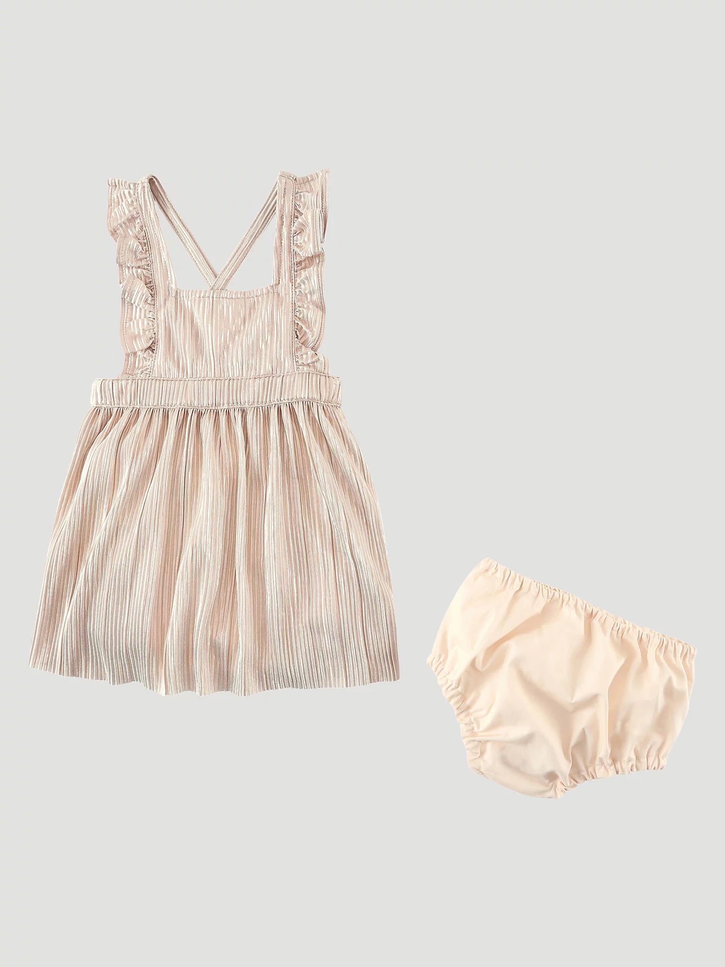 Wrangler Little Girl's Pleated Pinafore Dress in Rose Gold