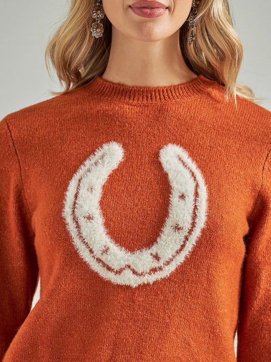 Wrangler Retro Horse Shoe Sweater in Adobe