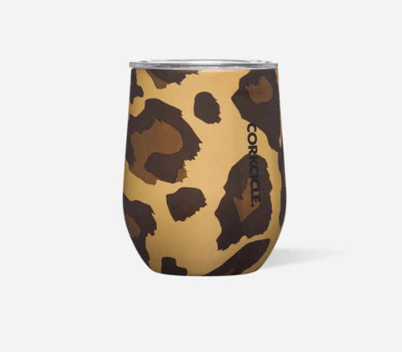 Stemless Wine Glass 12oz Luxe Leopard