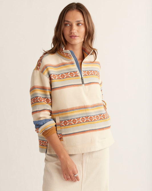 Pendleton Women's Doublesoft Half-Zip Pullover in Yaquina Ivory Multi