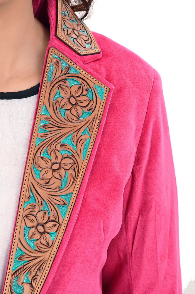 Pink Velvet Tooled Blazer