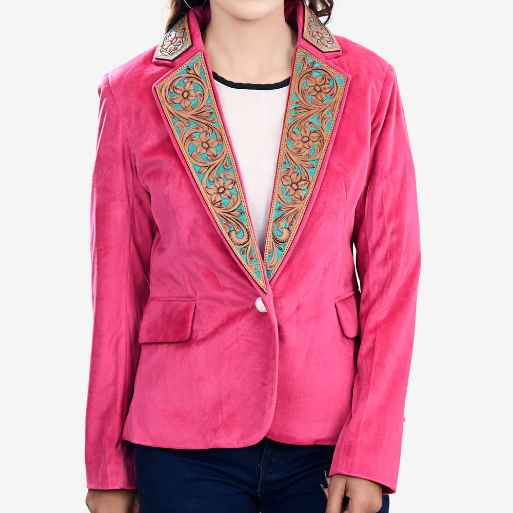 Pink Velvet Tooled Blazer