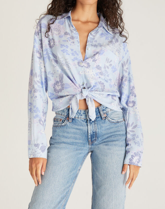 Womens Ruby Floral Long Sleeve Top Blue Bird MD