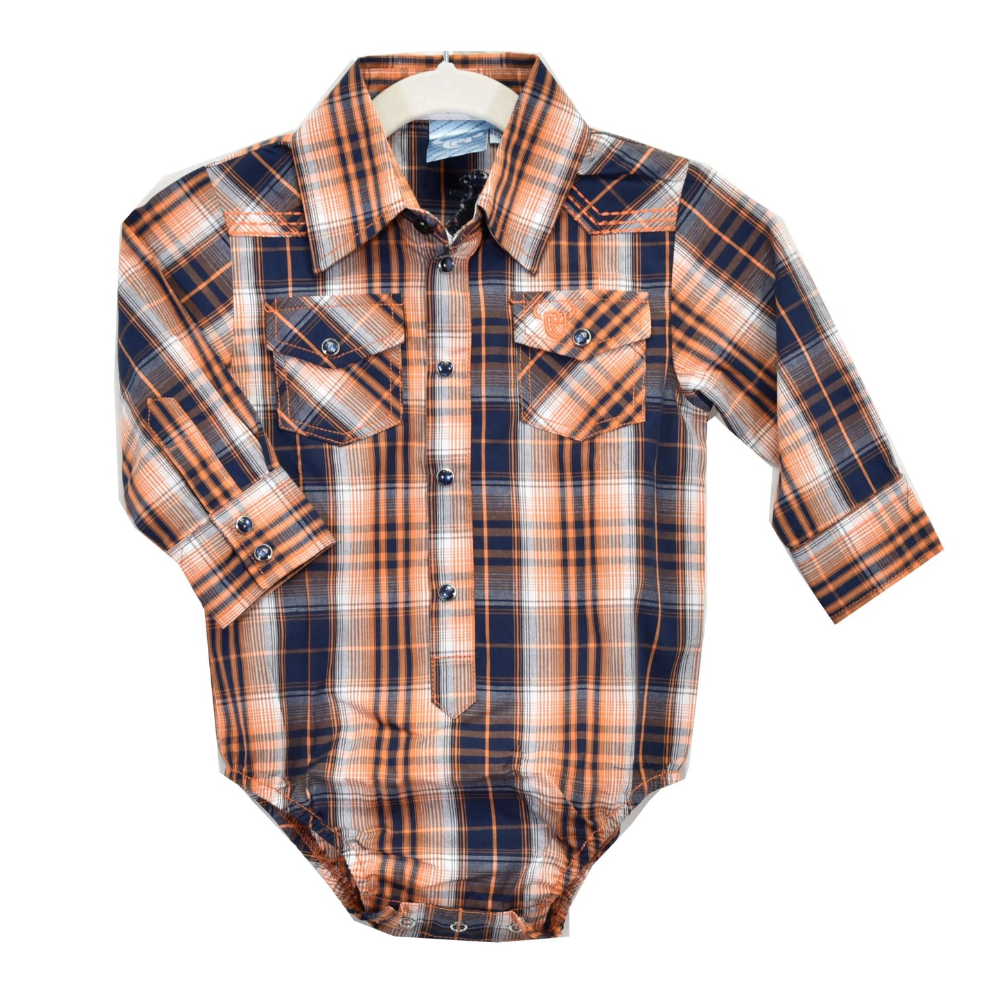 Cowboy Hardware Infant Boy's Orange and Navy Hermosillo Western Romper