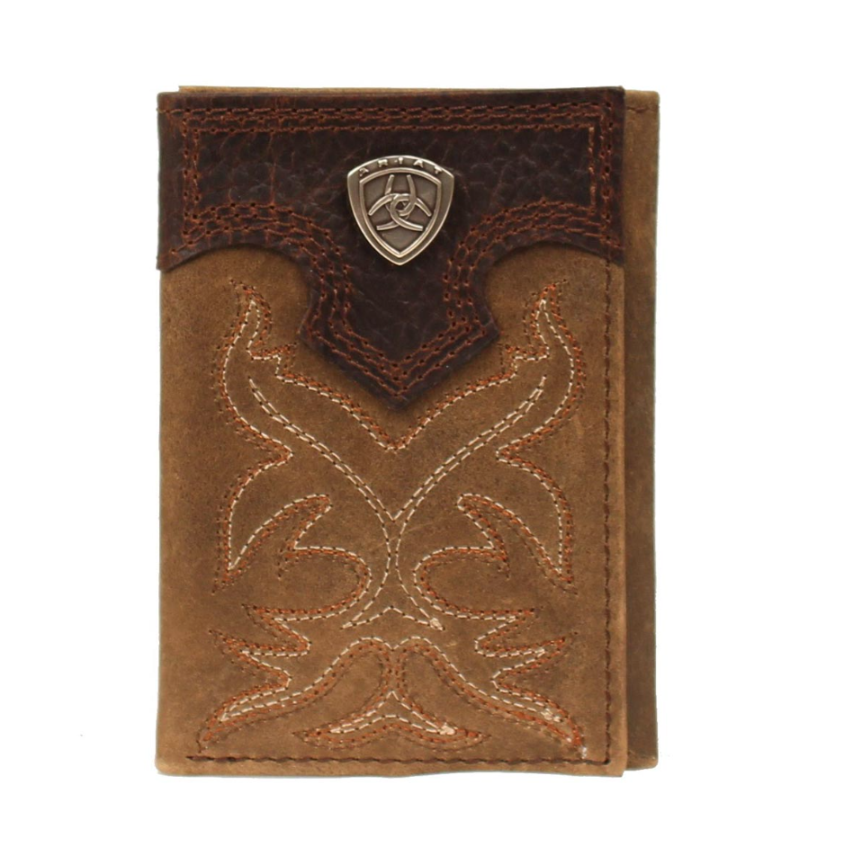Ariat Mens 2Tone Brown Overlay Trifold Wallet