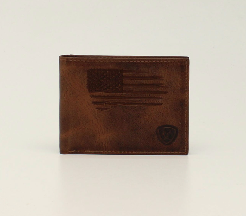 Ariat Distressed Stitch USA Flag Shield Logo Bifold