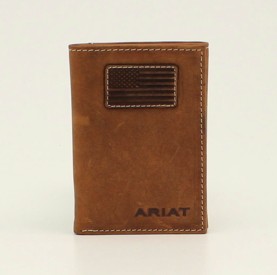 Ariat Mens Trifold Flag Patch Logo Wallet