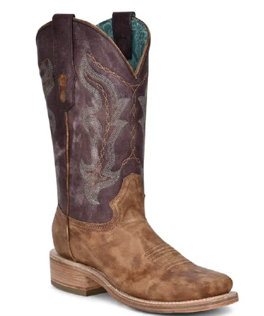 Corral Ladies Sand Purple Embroidered Boot