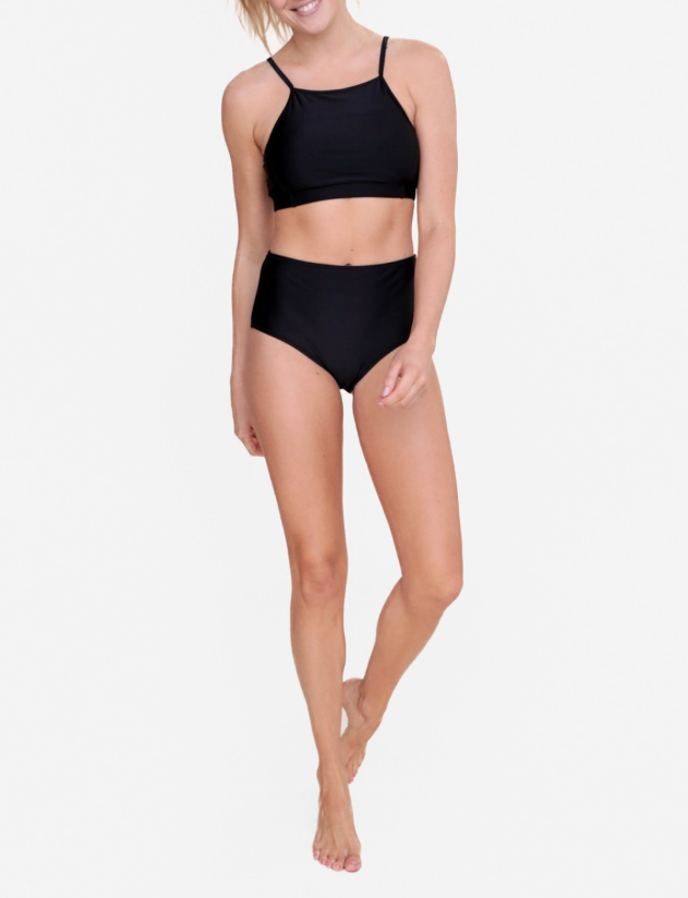 Ladies Solid Essential Halter Bikini Set Black SM