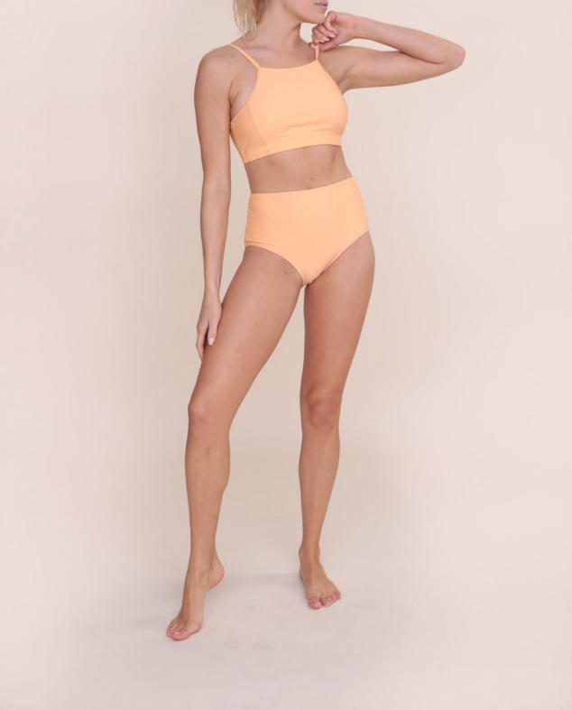 Ladies Solid Essential Halter Bikini Set Peach LG