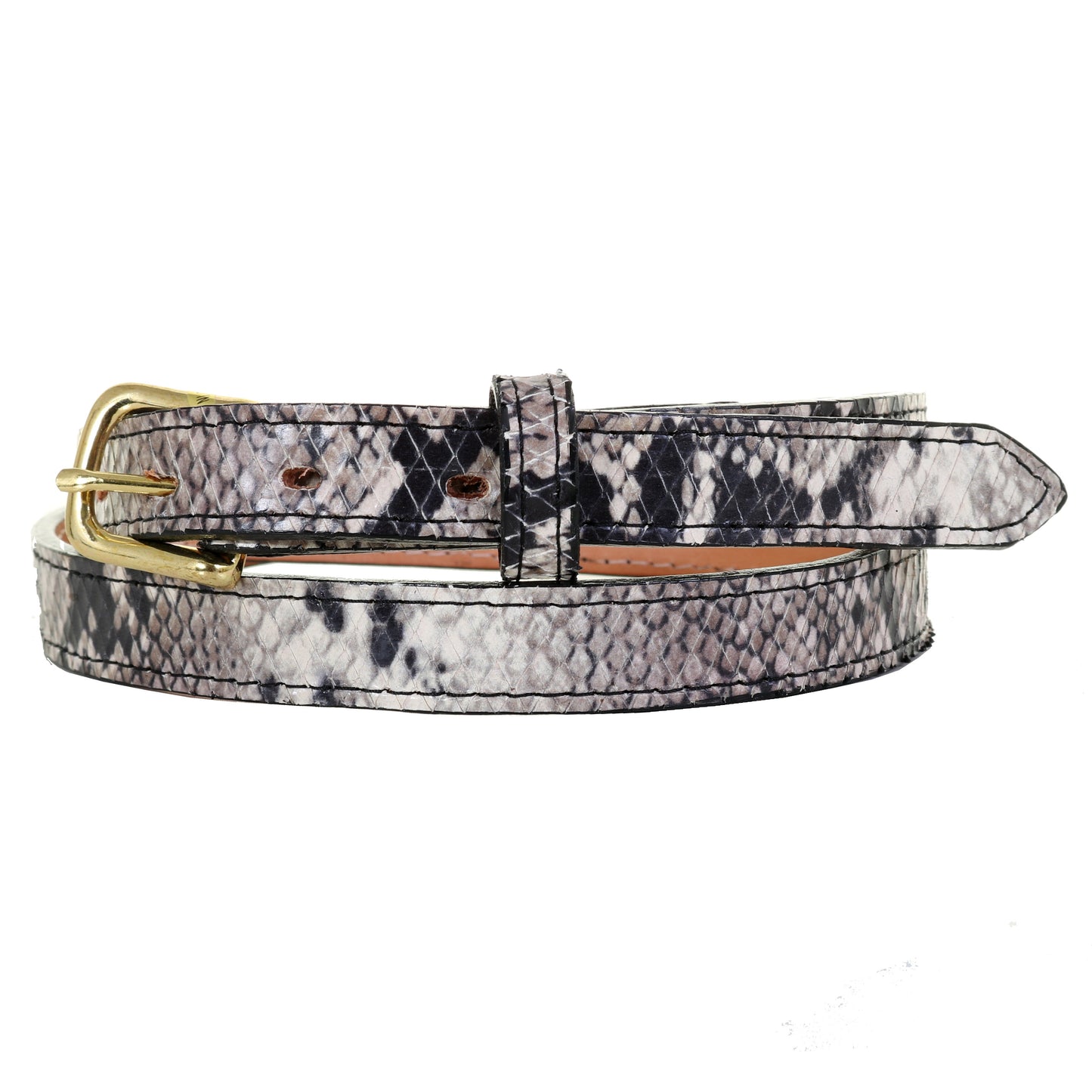 Double J Cobra Snake Print Leather Belt