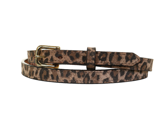 Double J Saddlery Cheetah Tan Suede Print Leather Belt