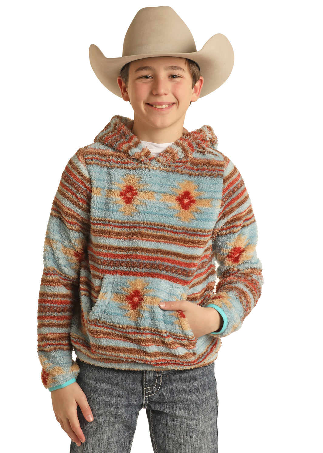 Rock and Roll Boys Aztec Print Plush Hoodie