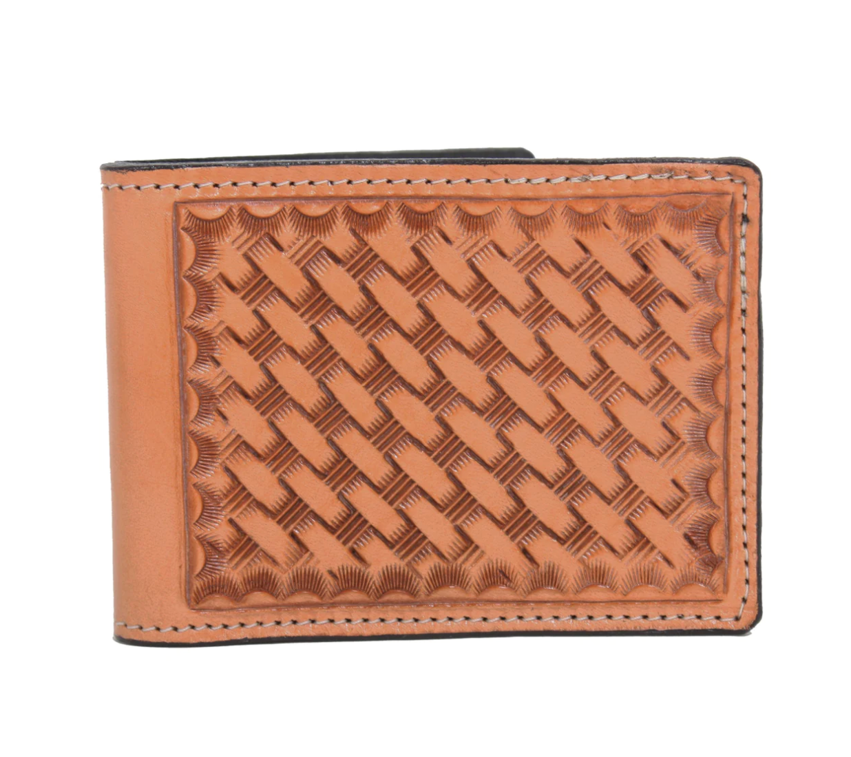 Double J Hand-Tooled Mens Bifold Wallet