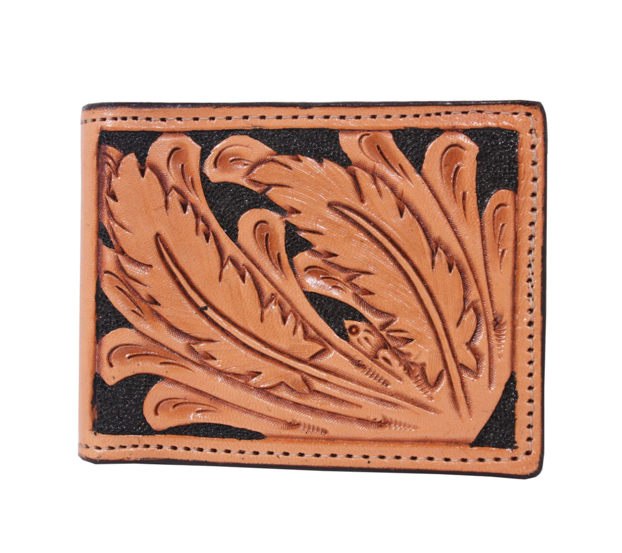 Double J Hand-Tooled Mens Bifold Wallet