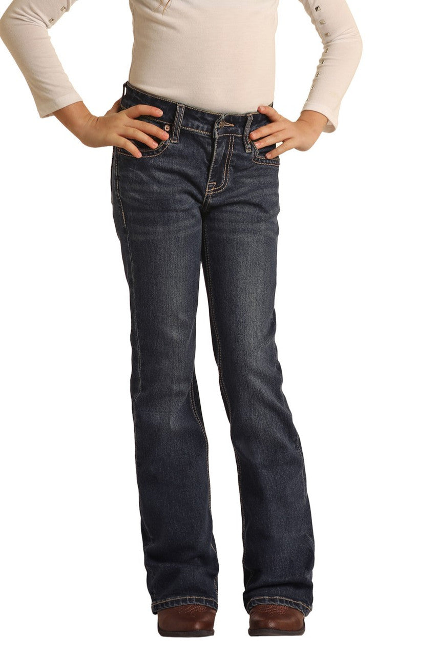 Rock and Roll Girl's Mid Rise Extra Stretch Bootcut Jeans