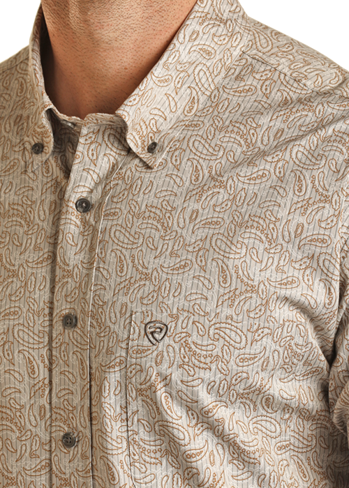 Rock and Roll Tan Pinstripe Paisley Shirt