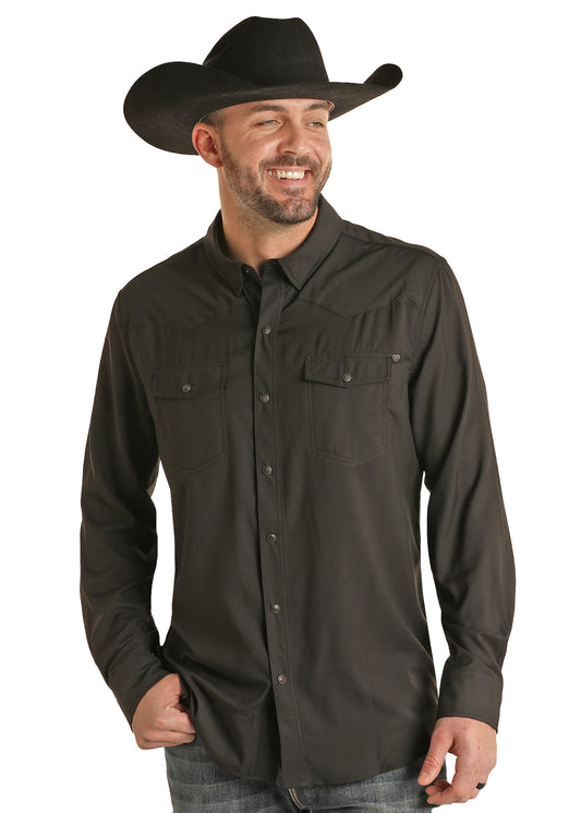 Rock and Roll Tek Long Sleeve Ripstop Shirt in Black