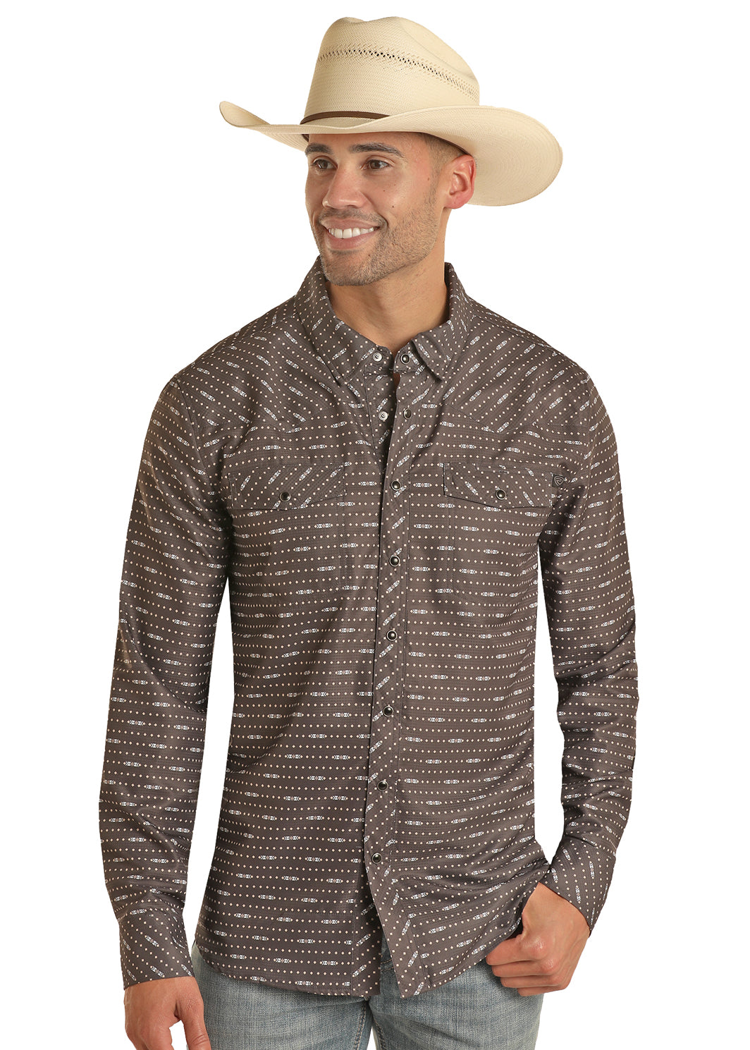 Rock and Roll Men's Tek Rip Stop Long Sleeve Snap Shirt