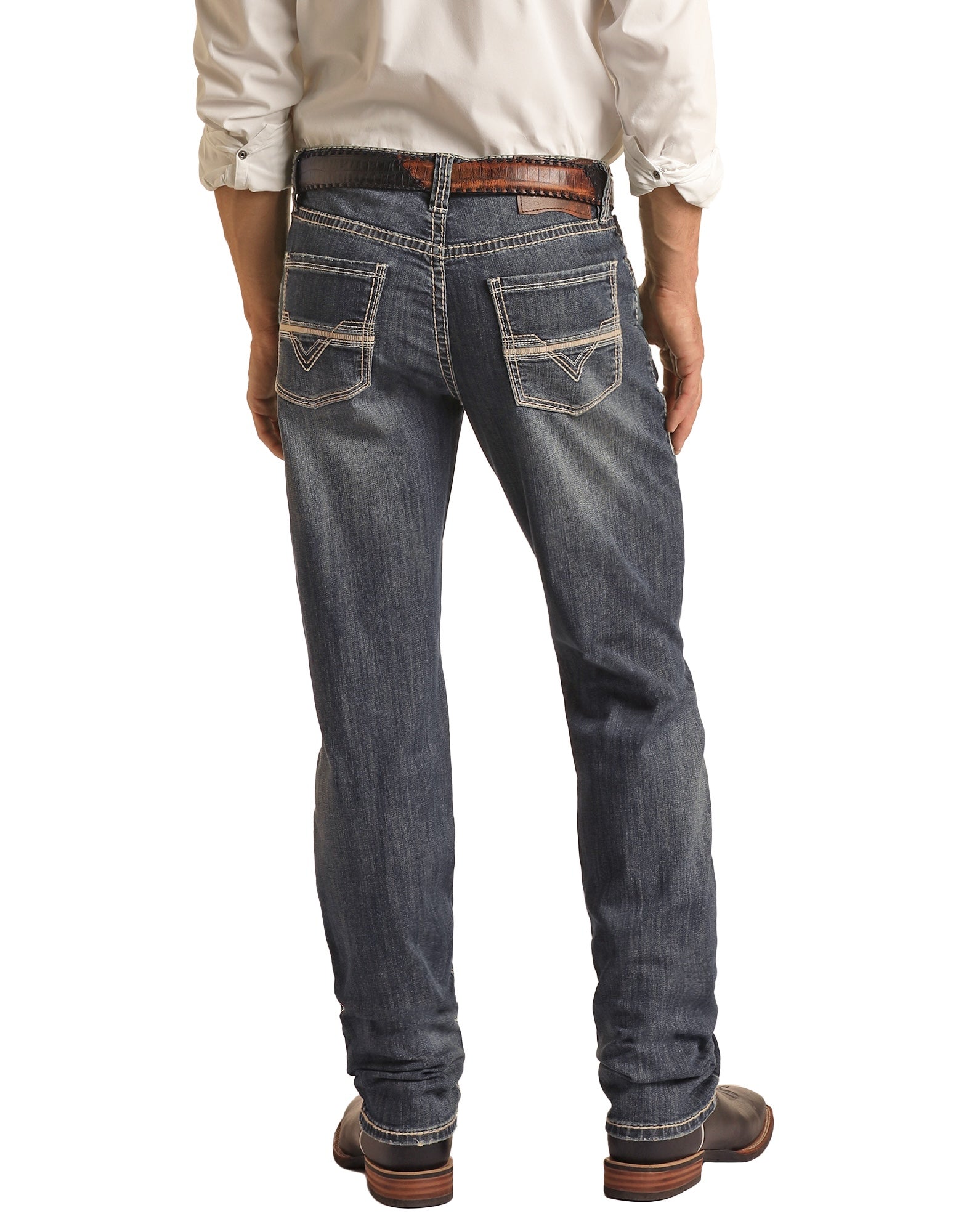 Rock and Roll Double Barrel Rope Stitch Relaxed Stackable Bootcut Jean