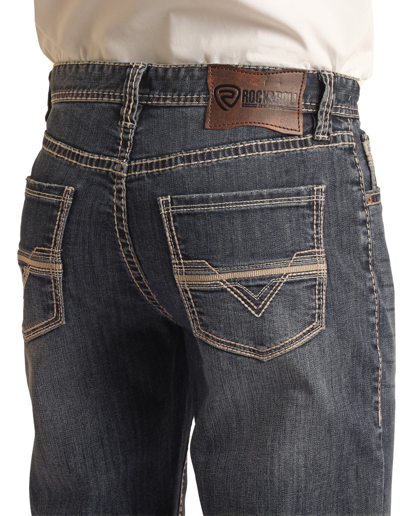 Rock and Roll Double Barrel Rope Stitch Relaxed Stackable Bootcut Jean