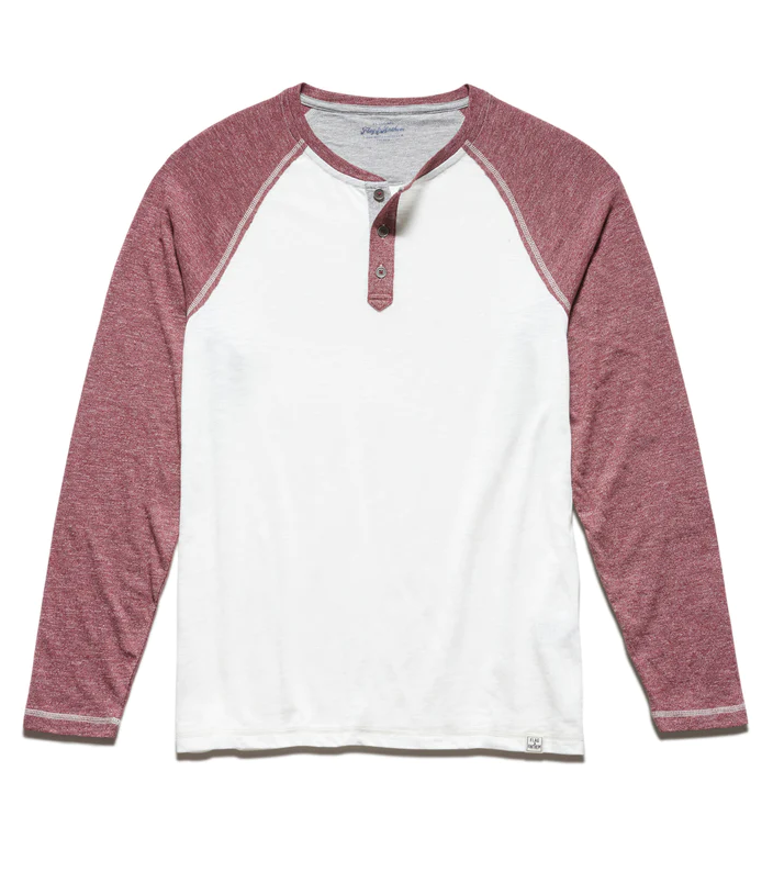 Flag & Anthem Eastpoint White Long Sleeve Blocked Siro Slub Henley
